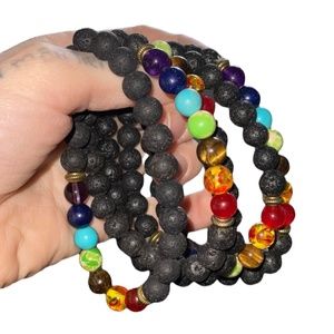 Chakra crystal Essential oil diffuser bracelets with lava stones
